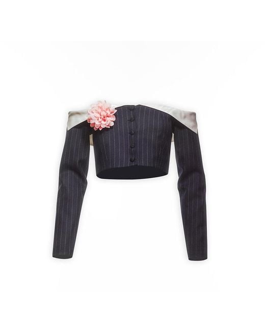 Maison sél Blue Pin Stripped Layd Jacket – Deep