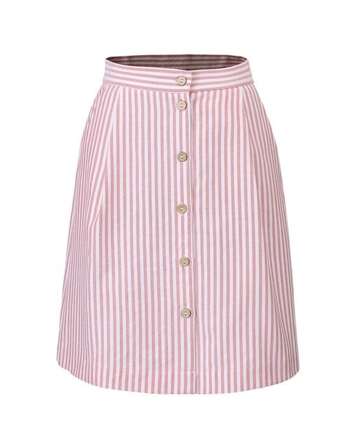 Smart and Joy Pink Striped Short Skirt Buttoned
