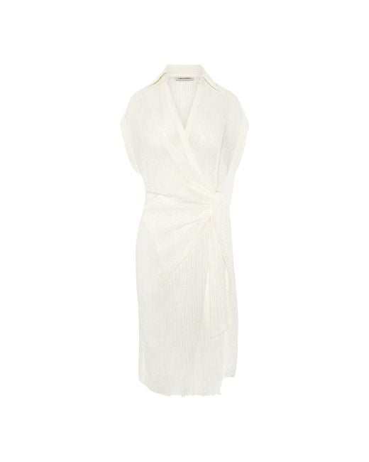 The Summer Edit White Georgia Crinkle Linen Wrap Dress