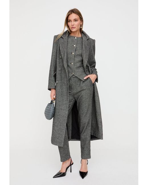 Lily and Lionel Gray Jakki Tailored Herringbone Coat