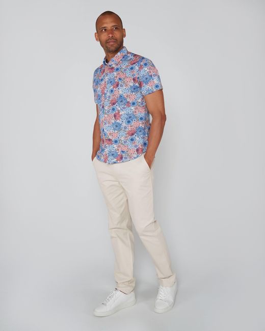 Lords of Harlech Blue Todd Garden Party Knit Shirt for men