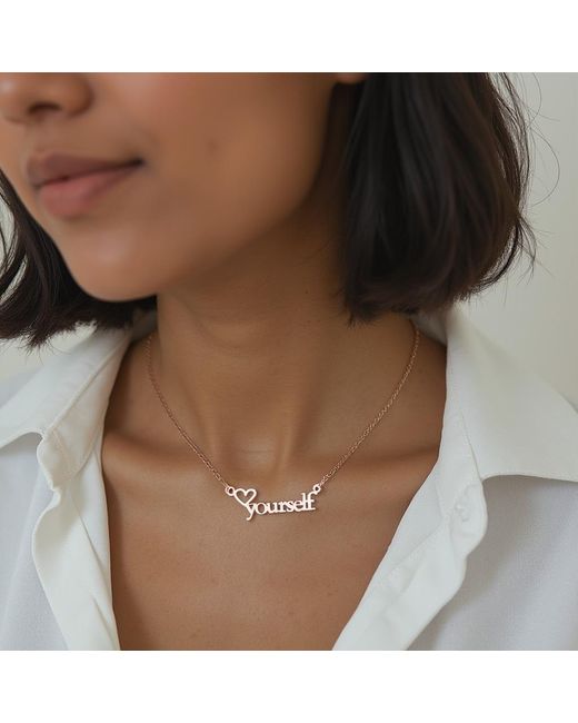Rejected Hearts Club Metallic Filled 16" Love Yourself Chain Necklace With Magnetic Clasp