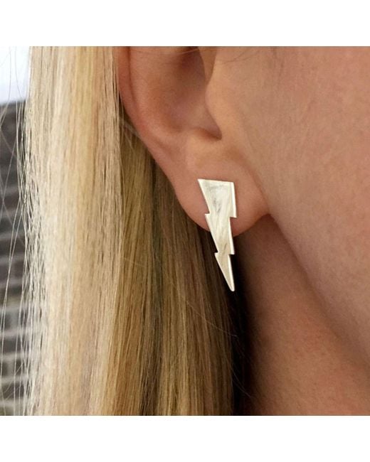 Edge Only White Triple Bolt Earrings Sterling