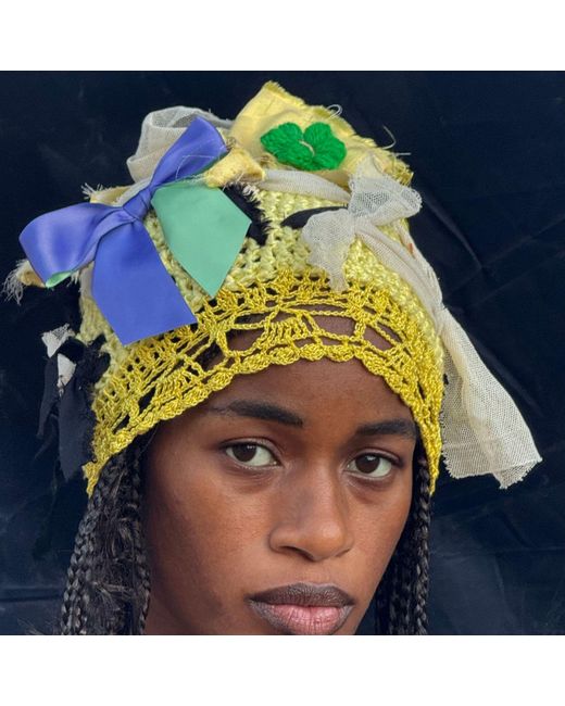 Miro Misljen Yellow Sunlit Patchwork Crochet Headpiece