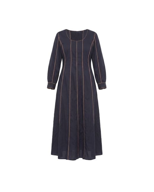 Adrift Clothing Blue Eva Panelled Dress