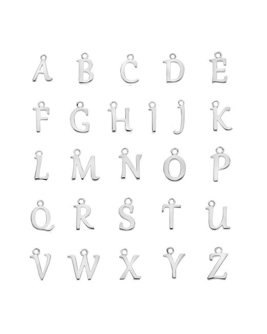 Lily & Roo Metallic Solid Sterling Curve Small Initial Letter Necklace