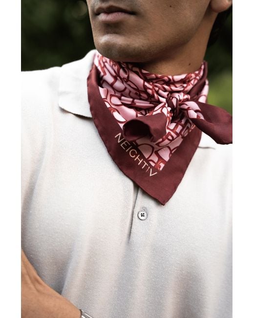 Neightiv Red Horse Bits Small Silk Scarf- Bits