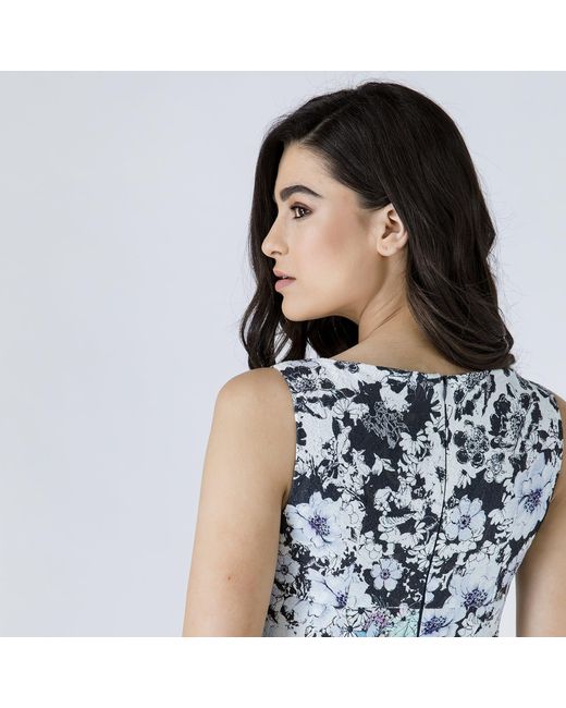 Conquista Blue Floral Empire Line Dress