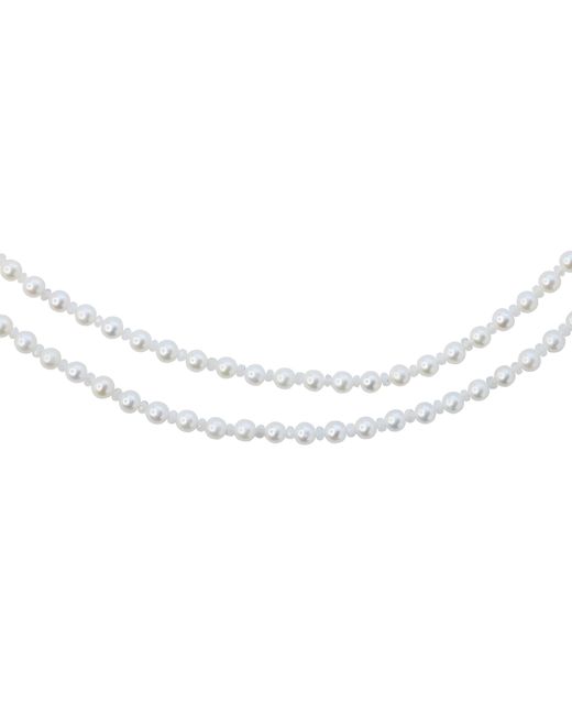 Bombyx House Metallic Birthstone April Pearl Moonstone Double Long Necklace