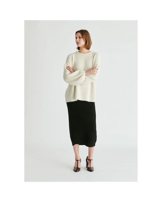 Paisie Black Ribbed Midi Skirt