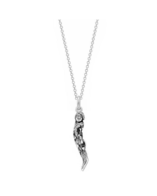Unaloe Metallic Sterling Blindfold Goddess Italian Horn Pendant Necklace
