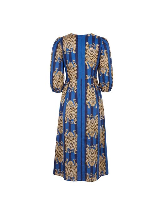The Well Worn Blue The Ada Dress – Sustainable Midi Dress With Tiger Print
