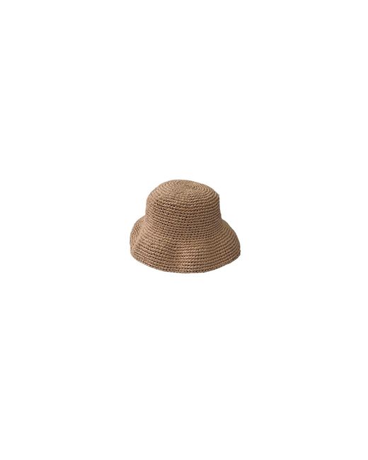 Springmoonatelier Brown Neutrals Luxury Handmade Raffia Crochet Bucket Hat – Premium Cream Butterfly