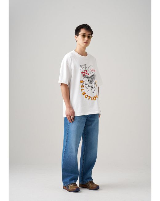 Éclectique White Racing Graphic T-Shirt for men