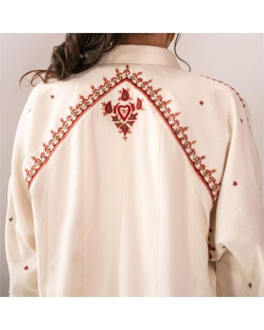 Collected Xx White Neelum Embroidered Panel Shirt