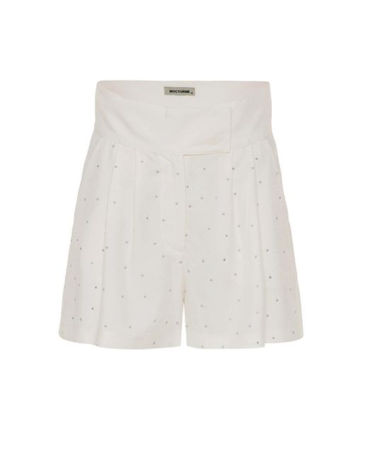 Nocturne White Embellished Shorts