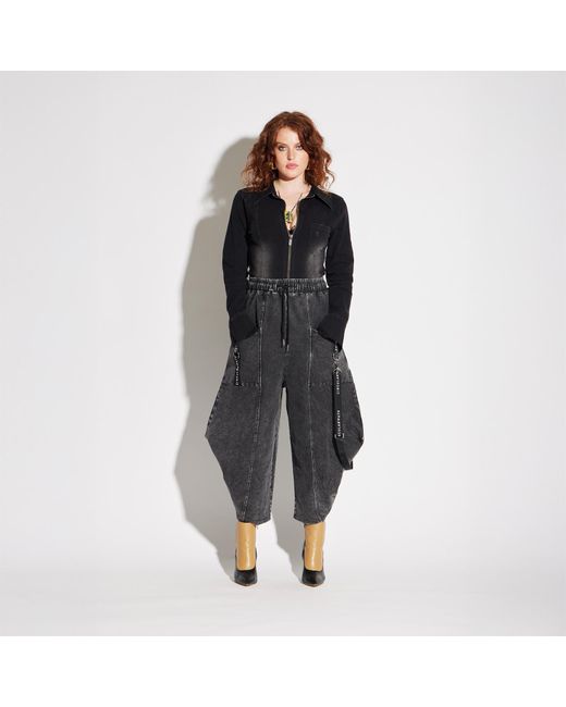 Circular Path Gray Balloon Denim Jeans
