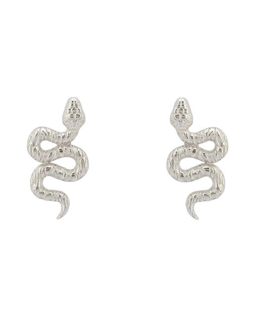 Latelita London Metallic Coiled Cobra Snake Stud Earrings
