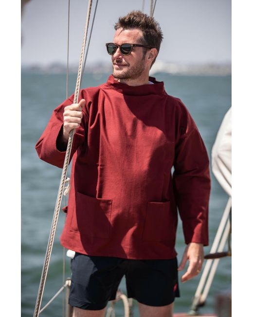 Arthur Beale Red Boat Neck Smock for men