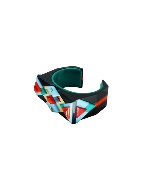 Gissa Bicalho Blue Handmade Acrylic Bracelet Kuntur/ Turquoise Green