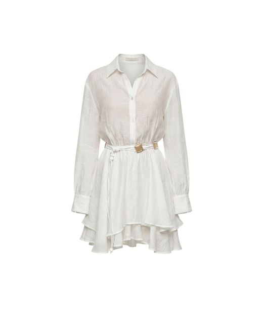 Monlicia White Alora Tencel Mini Shirt Dress