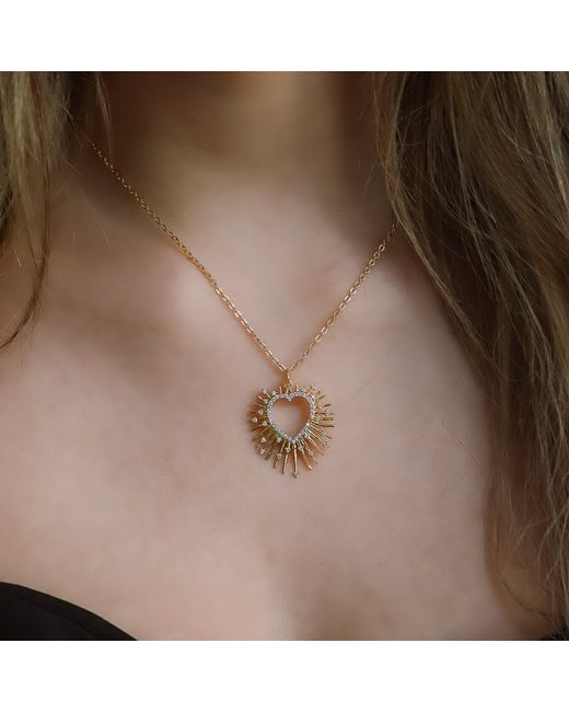 Luna Charles Metallic Cher Starburst Heart Pendant Necklace