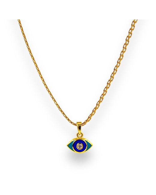 1610Istanbul Metallic Evil Eye Enamel Necklace