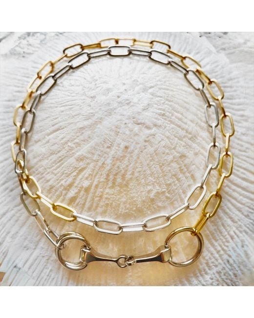 Persia Dona Jewelry Metallic Horsebit Chain Necklace