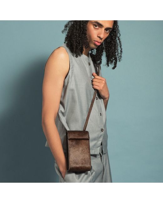 godi. Brown Handmade Cow Hair Crossbody Essentials Bag – Hair-On Hide Phone Pouch