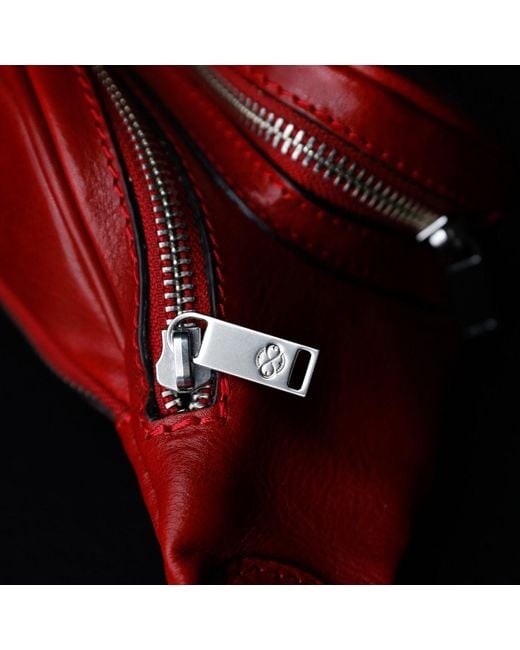 Time Resistance Red Leather Sling Bag Belly Bag