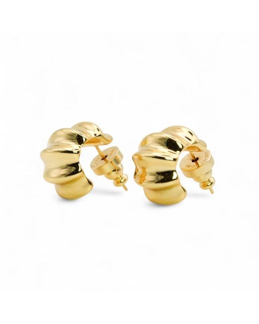 Miss Cecilia Metallic Ribbed Small Hoops