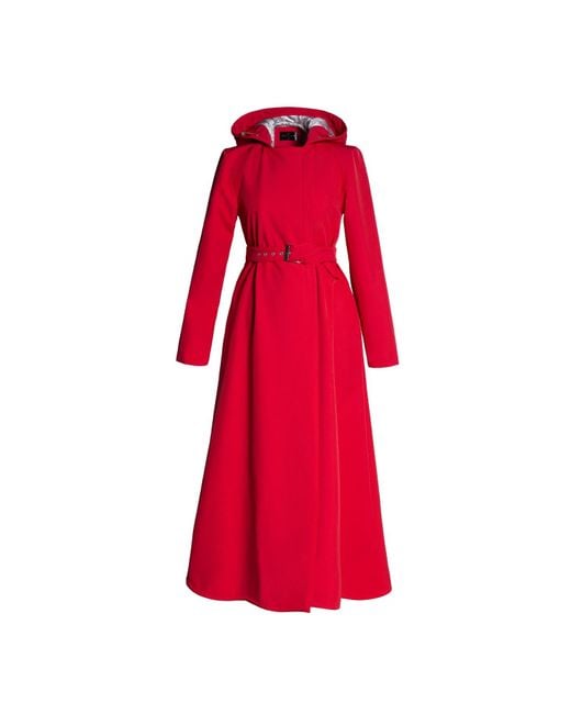 RainSisters Red Long Waterproof Coat In A-line Cut: Classic