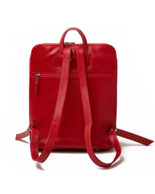 Hides Leather Co. Red Minimal Handmade Genuine Leather Backpack