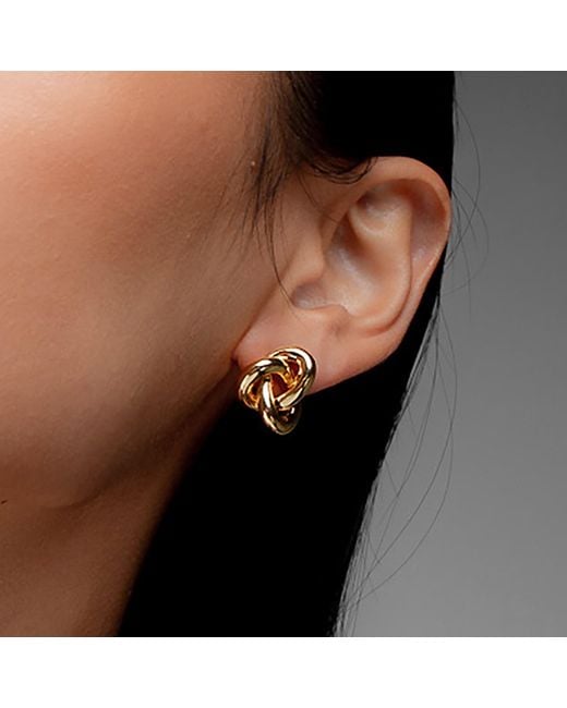 Potoska Metallic Seva Midi Face On Stud Earrings