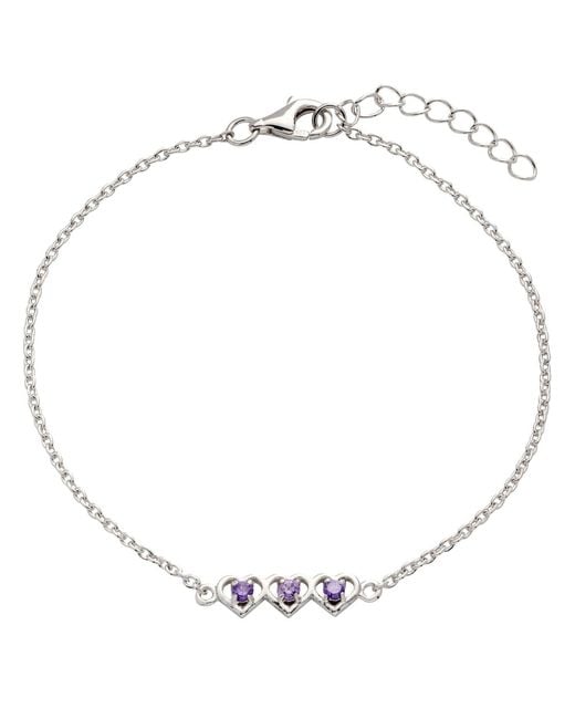 Belinda Jewelz Metallic Amethyst Triple Heart Bracelet