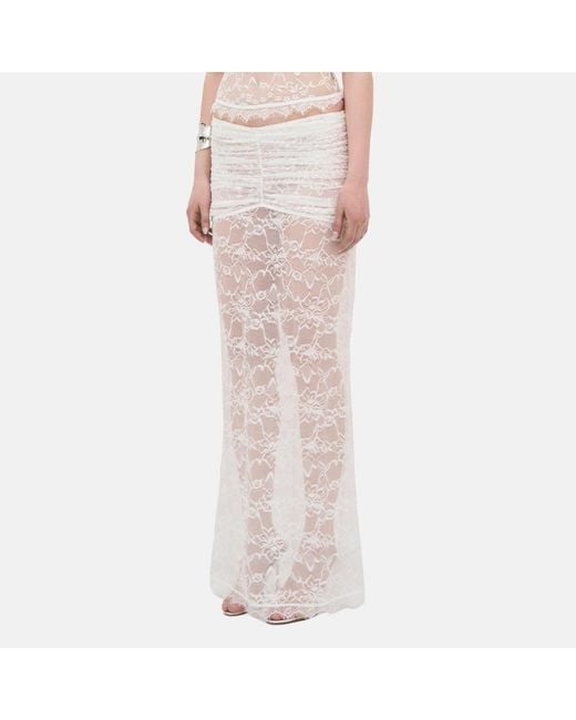 OW Collection White Selah Lace Maxi Skirt