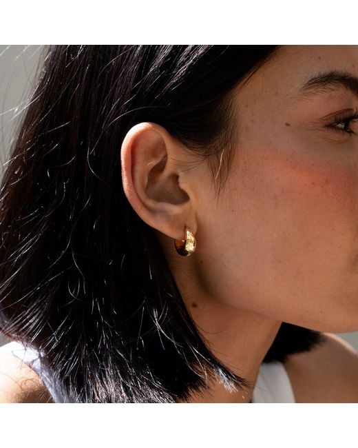 Dower & Hall Metallic Chunky Tapered Nomad Huggie Hoops