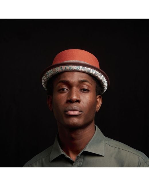 Dasmarca Hats Red Nico Rust Felt Skimpy Brim Short Brim Rude Boy Mod Style Porkpie Hat for men