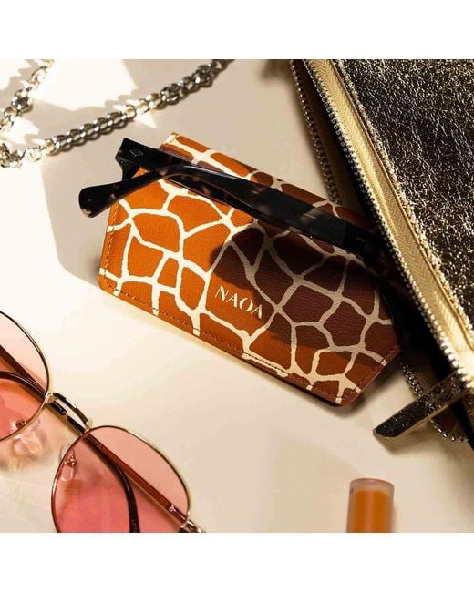 Naoa Brown Neutrals Slim Glasses Case Giraffe Print