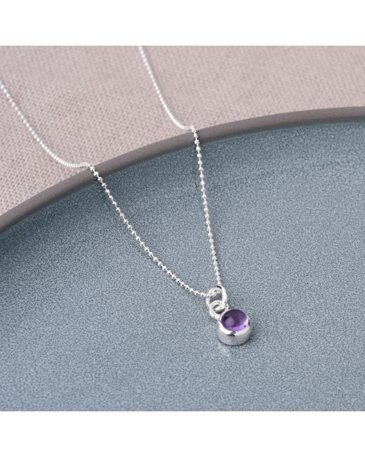 Nellou Jewellery Metallic Gem Dot Birthstone Necklace Amethyst February Sterling