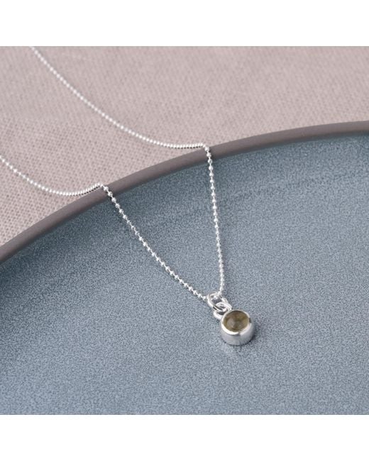 Nellou Jewellery Metallic Gem Dot Citrine Birthstone Necklace November Sterling