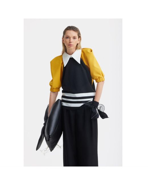 Julia Allert Black Designer Puff Sleeve Blouse – Mustard