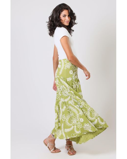 Traffic People Green Sandrine's Smile And Floral Serenity Maxi Skirt