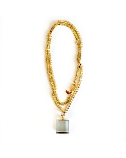 Persia Dona Jewelry Metallic Vintage Square Locket Necklace