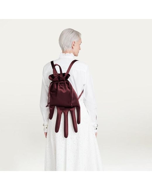 Lulu Guinness Purple Burgundy Satin Hand Backpack