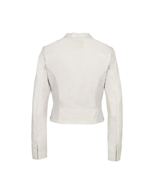 Freaky Nation White Leather Jacket Sparkling