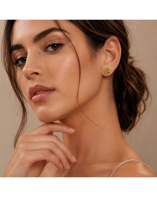 Unaloe Metallic Plated Rose Stud Earrings Sterling Artisan Italian Jewelry For