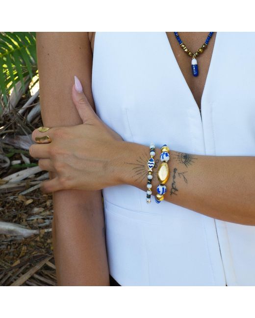 Ebru Jewelry Blue Greece Vibes & Ceramic Bracelet Set