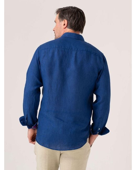 Koy Clothing Blue Royal Linen Shirt for men
