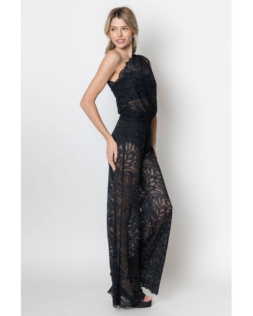 Zetaye Blue Lyric Lace One Shoulder Top